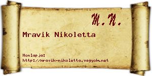 Mravik Nikoletta névjegykártya